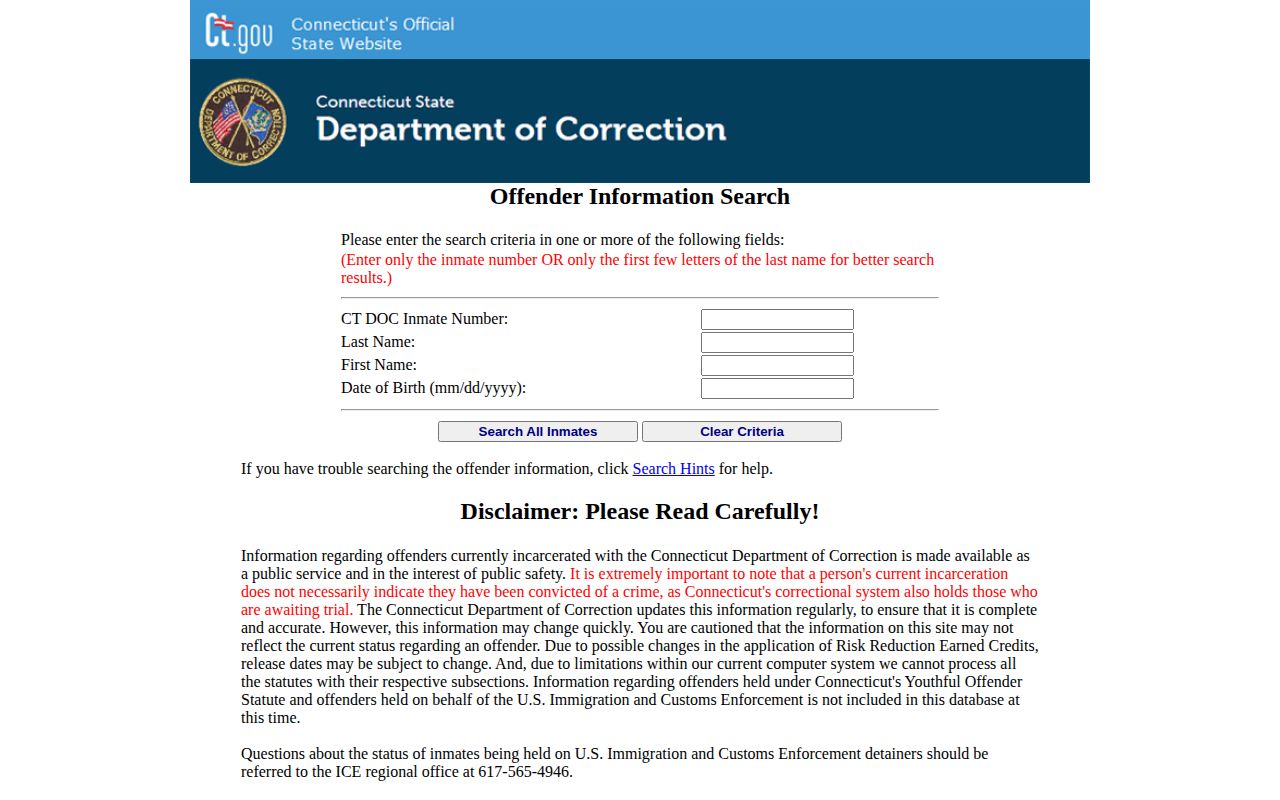CT DOC custody search for Norwalk County arrest and mugshot records