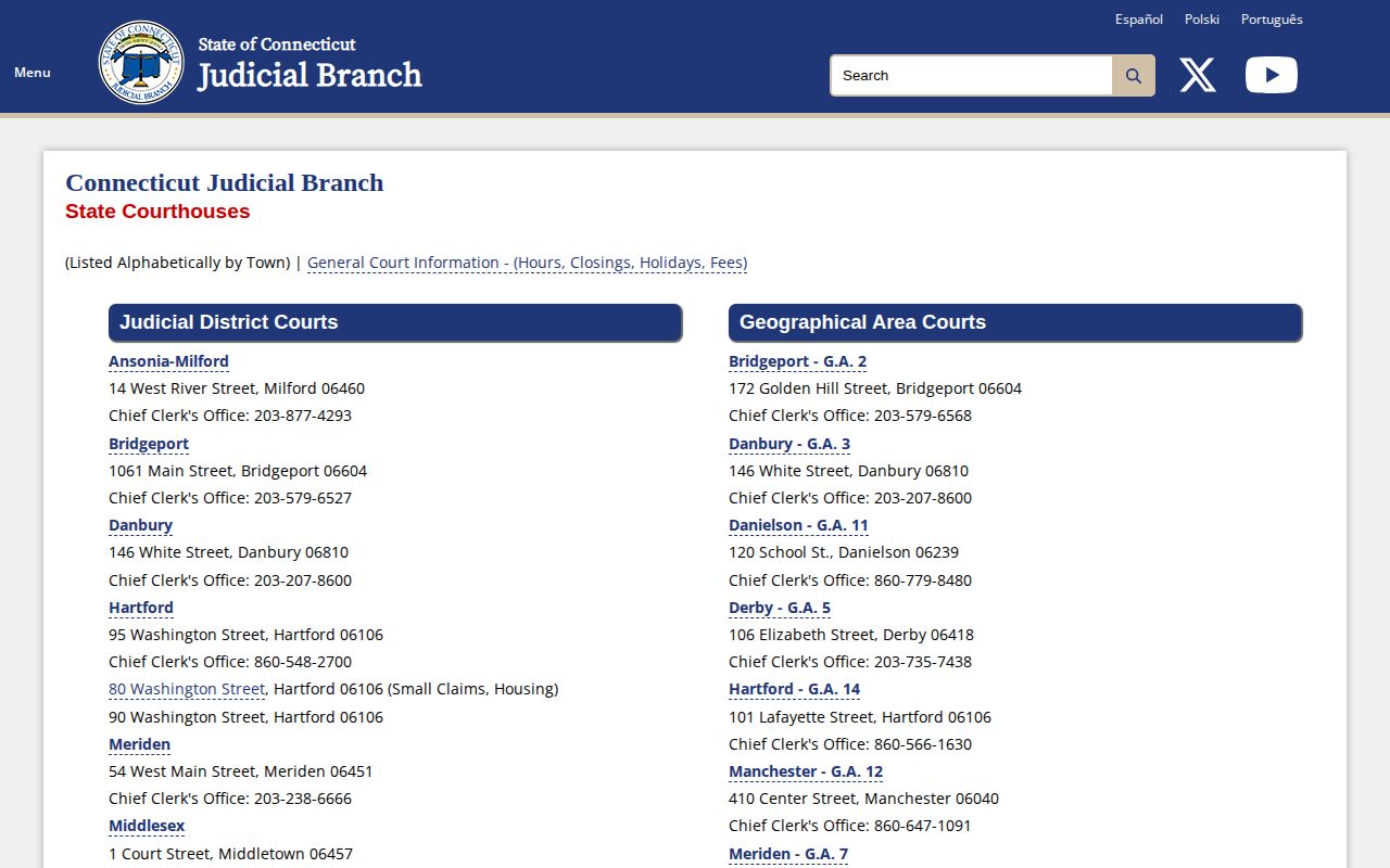 Connecticut court directory for safe Norwalk warrant confirmation